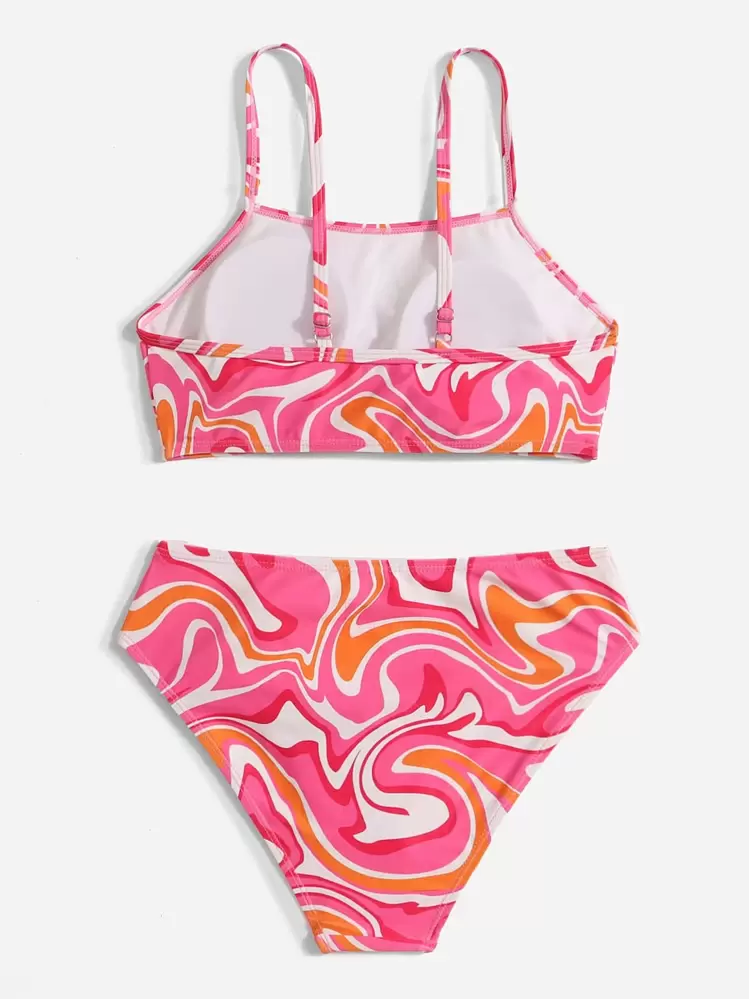 Teen Girls Graphic Print Bikini Set Summer Beach - Multicolor - View 2
