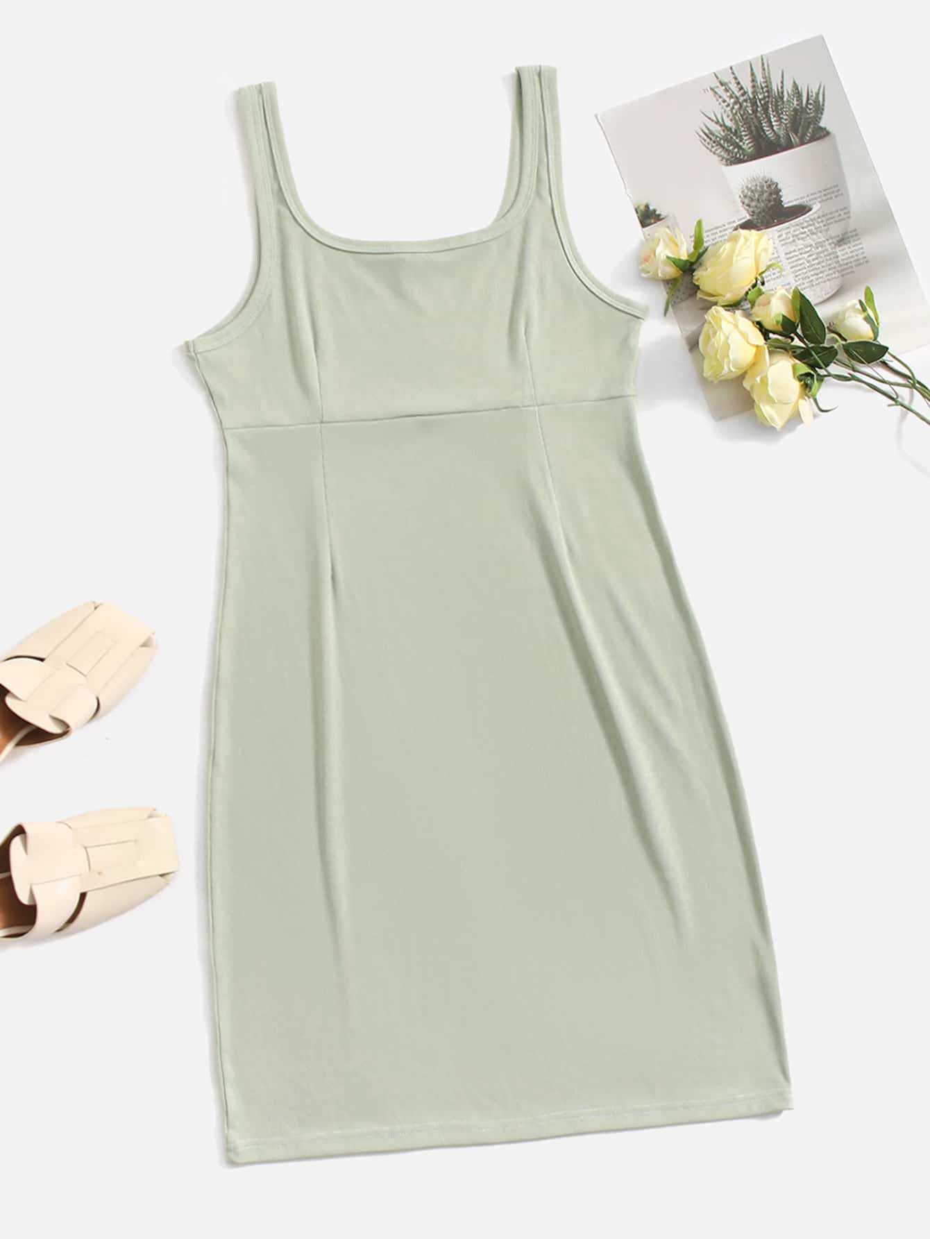 Đầm màu trơn Giải trí - Màu xanh Bạc hà - Xem 1