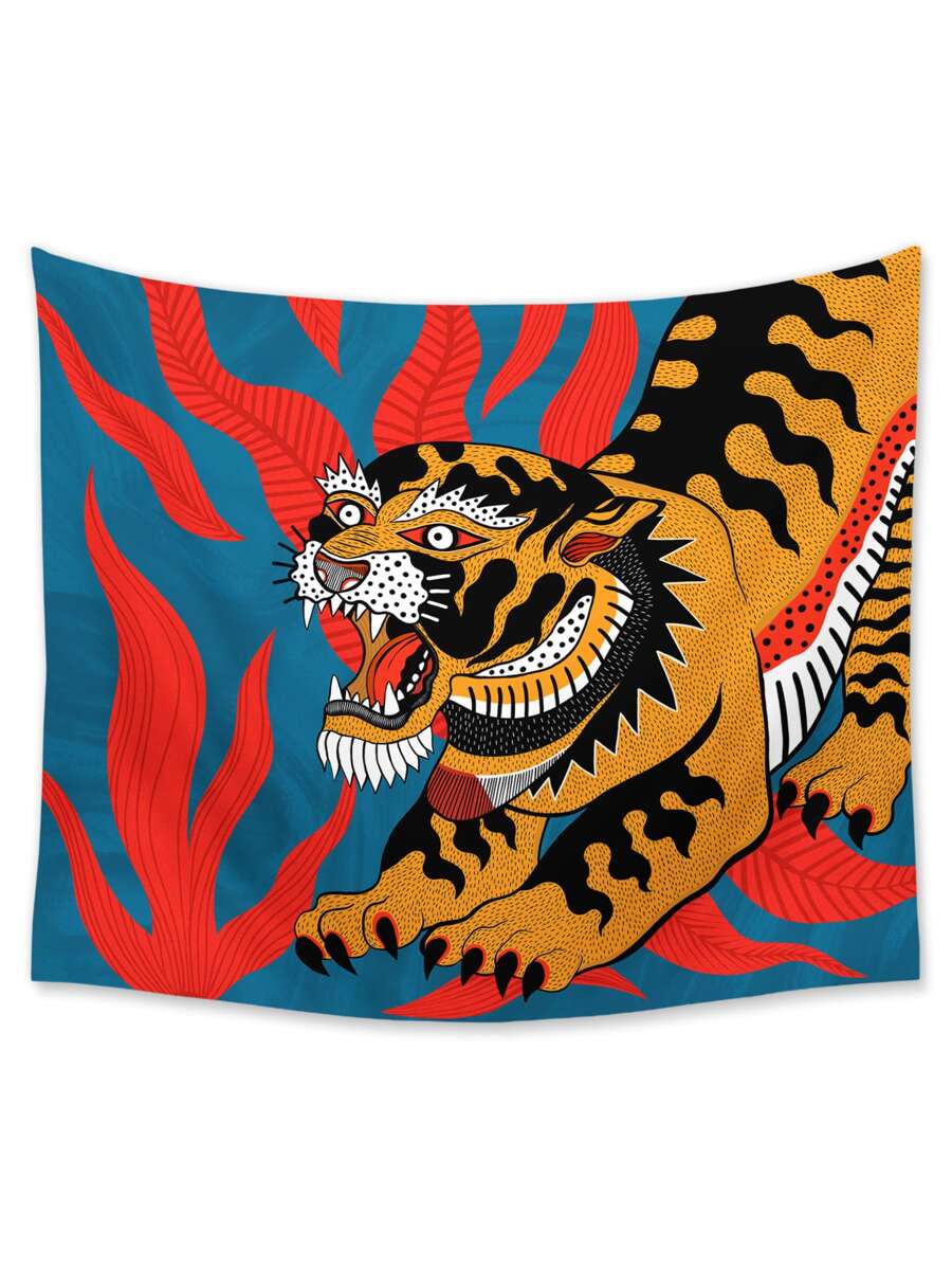 Magdalena Parfieniuk Tapiz con estampado de tigre - Multicolor - Ver 1