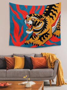 Magdalena Parfieniuk Tapiz con estampado de tigre - Multicolor - Ver 6