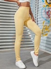 Jeans ajustados de talle alto - Amarillo - Ver 1