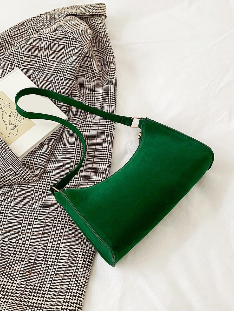 Suedette Minimalist Bag - Green - View 1