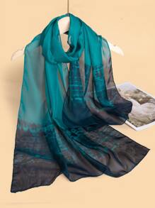Graphic Chiffon Scarf - Multicolor - View 1