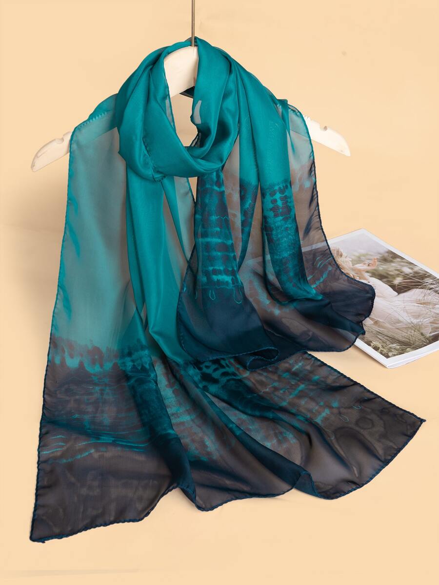 Graphic Chiffon Scarf - Multicolor - View 1