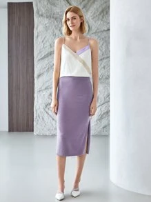 MOTF PREMIUM WOOL MIX SPLIT KNIT SKIRT - Lilac Purple - View 8