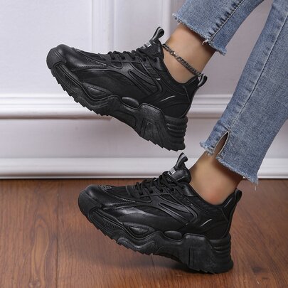 Letter Detail Lace-up Front Chunky Sneakers