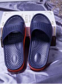 Men Hollow Detail Slippers - Blue - View 5