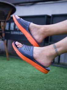 Men Hollow Detail Slippers - Blue - View 1