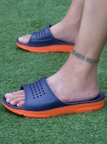 Men Hollow Detail Slippers - Blue - View 2