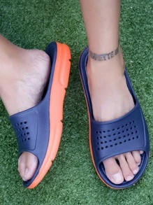 Men Hollow Detail Slippers - Blue - View 6