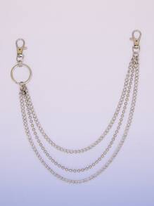 圓形裝飾多層褲鏈 - 銀色 - 查看 1