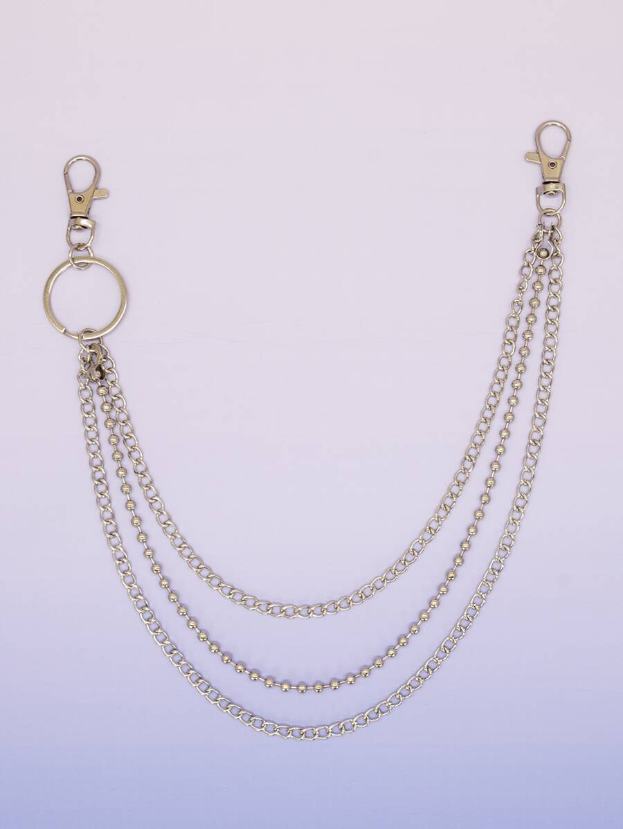 圓形裝飾多層褲鏈 - 銀色 - 查看 1