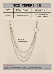 圓形裝飾多層褲鏈 - 銀色 - 查看 4