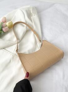 極簡風格絎縫法棍包 - 卡其色 - 查看 2