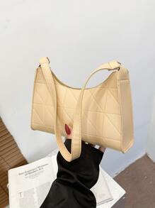 極簡風格絎縫法棍包 - 卡其色 - 查看 5