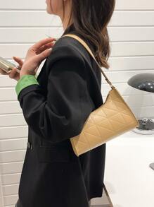 極簡風格絎縫法棍包 - 卡其色 - 查看 7