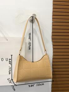 極簡風格絎縫法棍包 - 卡其色 - 查看 8