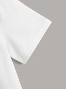 SHEIN Leap Crew Tween Boy 2pcs Solid Half Button Polo Shirt - Black and White - View 3