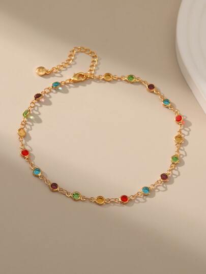 Cubic Zirconia Decor Anklet
