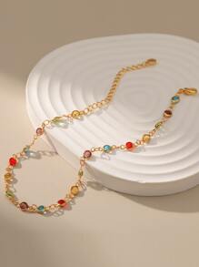 ORNAPEADIA Pulsera tobillera zirconia cúbica - Amarillo Oro - Ver 3