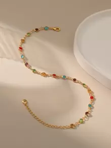 ORNAPEADIA Pulsera tobillera zirconia cúbica - Amarillo Oro - Ver 4