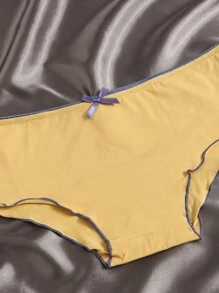 3件蝴蝶結細節木耳邊內褲 - 彩色 - 查看 3