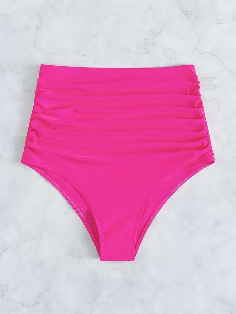 Summer Beach Ruched High Waist Bikini Bottom