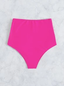 SHEIN Swim Summer Beach Ruched High Waist Bikini Bottom