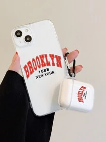 2pcs Set: Letter Print Earphone Case & Matching Phone Case, Compatible With AirPod1/2 And - Multicolor - View 3