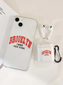 2pcs Set: Letter Print Earphone Case & Matching Phone Case, Compatible With AirPod1/2 And - Multicolor - View 4