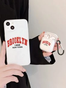 2pcs Set: Letter Print Earphone Case & Matching Phone Case, Compatible With AirPod1/2 And - Multicolor - View 5