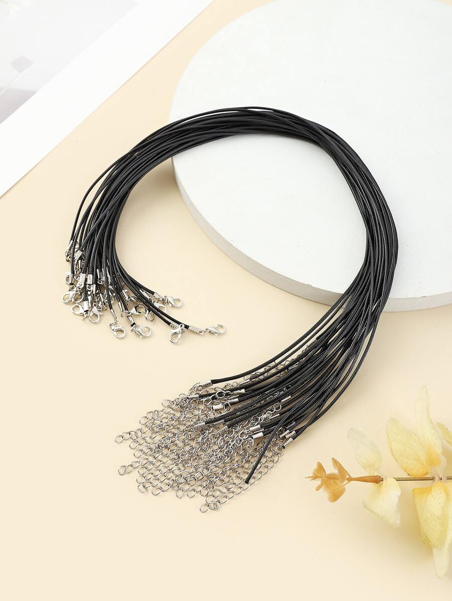 30入組素色DIY項鏈繩 - 黑色 - 查看 1