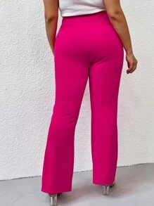 SHEIN Unity Plus Solid Flare Leg Trousers - Hot Pink - View 2