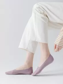 5 Đôi Tất Thuyền Nữ Màu Trơn Với Thiết Kế Chống Trơn Trượt Và Vô Hình - Nhiều màu - Xem 3