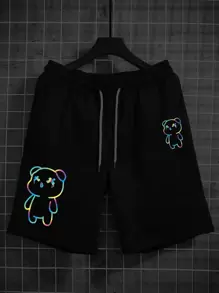 Manfinity EMRG Nam Lỏng lẻo Phản chiếu In Hoạt hình Quần short - màu đen - Xem 1