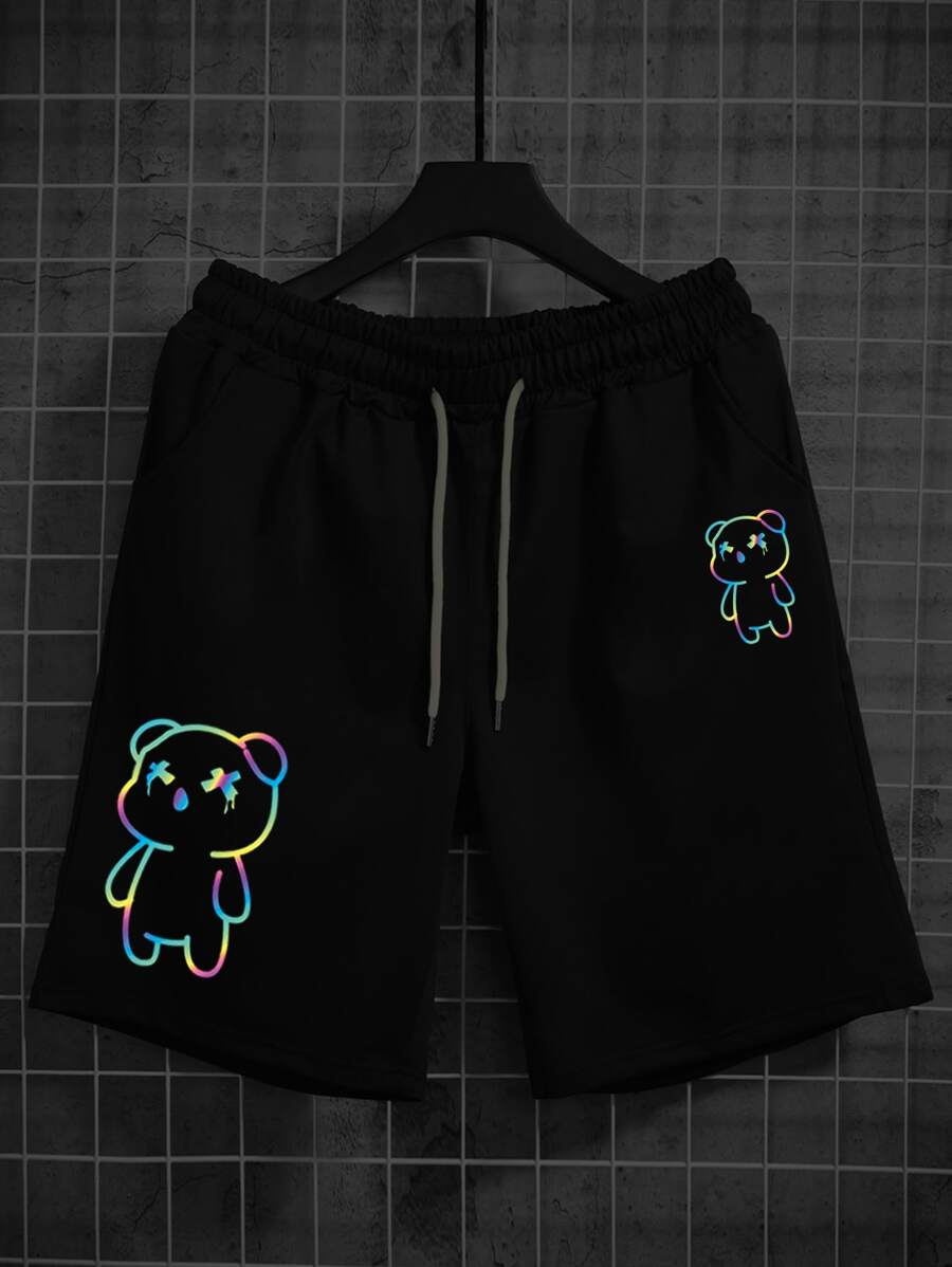 Manfinity EMRG Nam Lỏng lẻo Phản chiếu In Hoạt hình Quần short - màu đen - Xem 1