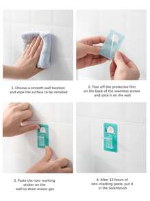 2 piezas soporte de cepillo de dientes con dibujos animados - Multicolor - Ver 3