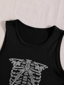 SHEIN Unity Skeleton Print Tank Top - Black - View 5
