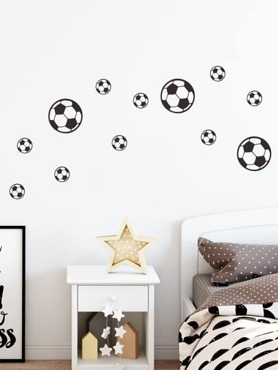 1pc Self-Adhesive PVC Wall Sticker, Creative Kids Soccer Print Waterproof Wall Decal For Bedroom, Stickers, Wall Decal, Vinyl Decal For Home Decorations, Spring Decoration Items Refresh Your Home, Festival Decoration Stickers Gifts Birthday Graduation