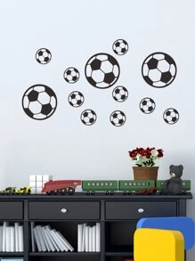 1pc Self-Adhesive PVC Wall Sticker, Creative Kids Soccer Print Waterproof Wall Decal For Bedroom, Stickers, Wall Decal, Vinyl Decal For Home Decorations, Spring Decoration Items Refresh Your Home, Festival Decoration Stickers Gifts Birthday Graduation - Black - View 2