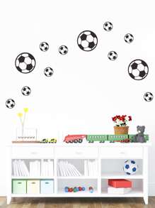 1pc Self-Adhesive PVC Wall Sticker, Creative Kids Soccer Print Waterproof Wall Decal For Bedroom, Stickers, Wall Decal, Vinyl Decal For Home Decorations, Spring Decoration Items Refresh Your Home, Festival Decoration Stickers Gifts Birthday Graduation - Black - View 3