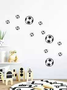 1pc Self-Adhesive PVC Wall Sticker, Creative Kids Soccer Print Waterproof Wall Decal For Bedroom, Stickers, Wall Decal, Vinyl Decal For Home Decorations, Spring Decoration Items Refresh Your Home, Festival Decoration Stickers Gifts Birthday Graduation - Black - View 4