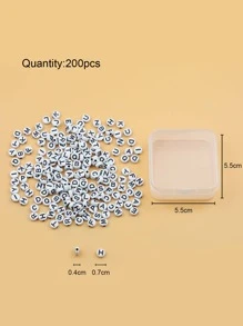 4x7mm Acrylic Flat Round & White Base & Black Letter A~Z Mixed Letter Alphabet Diy Beads, 200pcs/Box, 500pcs/Pack - Black - View 4