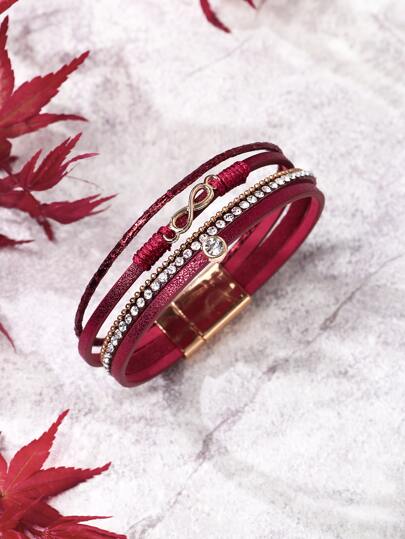 Rhinestone Decor Layered Bracelet