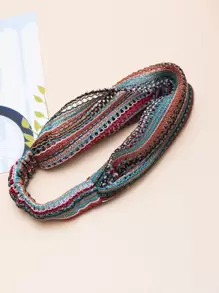 1条简约条纹布艺发带，休闲日常配饰发带头巾发箍吸汗带秋冬季女士发饰度假穿搭优雅围巾女士头巾柔软头巾