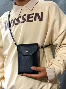 Ví đựng điện thoại có nắp gập cài nút bấm, túi đeo vai, bao đựng điện thoại, ví cầm tay nhẹ, thời trang, phù hợp cho nhân viên văn phòng, sinh viên, công sở, đi làm, quà tặng kỷ niệm, sinh nhật, ngày Valentine, quà tặng cho nữ, tương thích với iPhone, túi đựng điện thoại cho nam, ví cầm tay. - màu đen - Xem 2