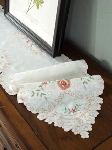 Floral Embroidery Jacquard Tablecloth - Multicolor - View 8