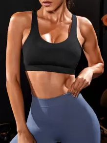 Powerista Light Support Criss Cross Backless Sports Bra - Black - View 2