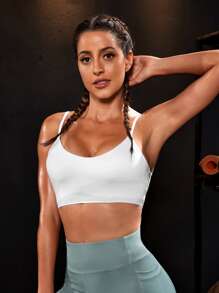 Easithlete 露背交叉運動型胸罩 - 白色 - 查看 5