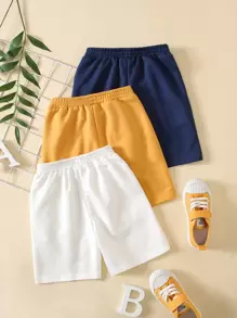Young Boy 3pcs Letter Patched Detail Bow Front Shorts, School, Campus, College - Multicolor - View 2